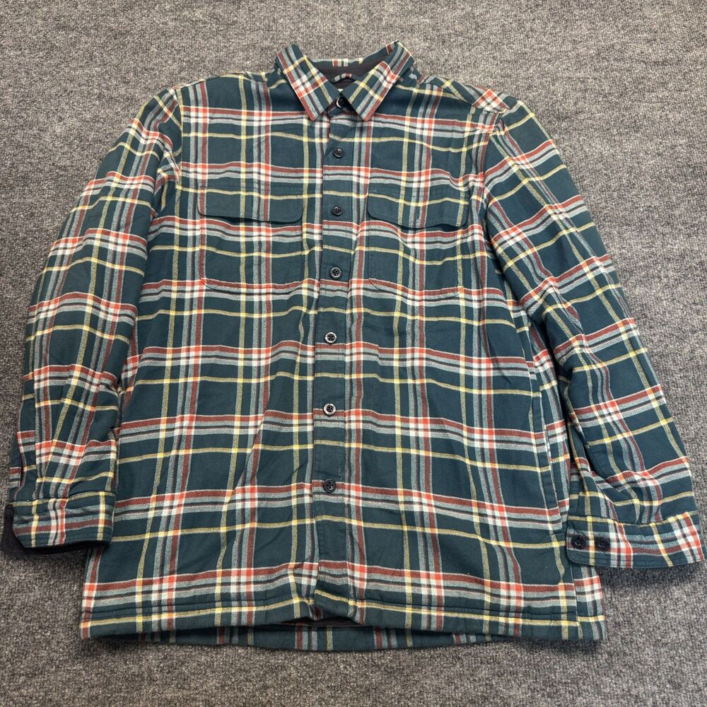 VTG LL Bean 298189 Traditional Fit Fleece Lined Flannel Shirt Shacket Mens M Reg